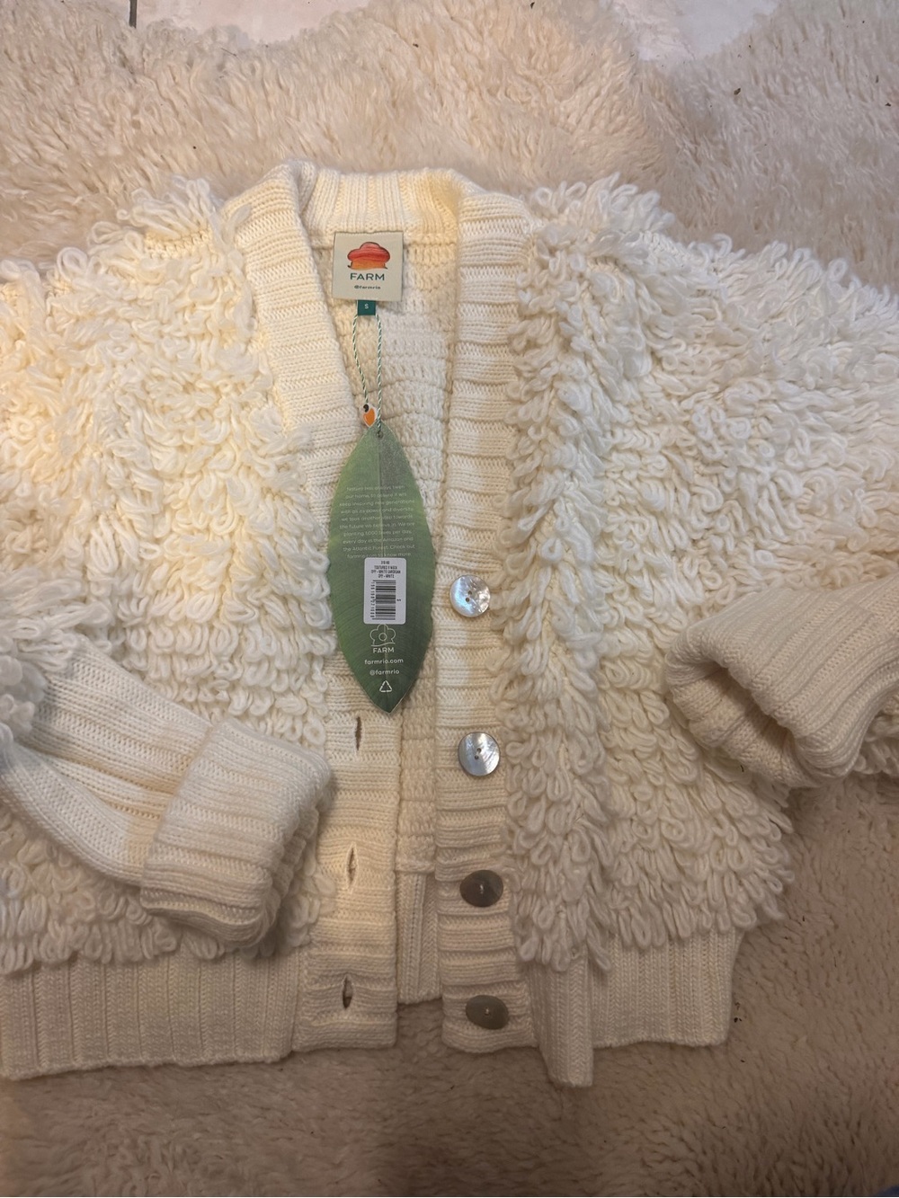 FARM Rio Cream Loop-Knit women Cardigan with Buttons - Picture 2 of 7